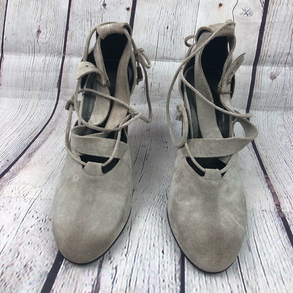 Free People Nouvella Wrap Heels taupe suede size 8 (38)